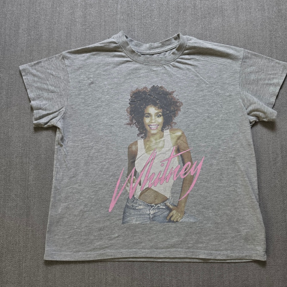 Whitney Houston Graphic T-Shirt Kids XL (14/16) Gray Short Sleeve Music Icon Tee